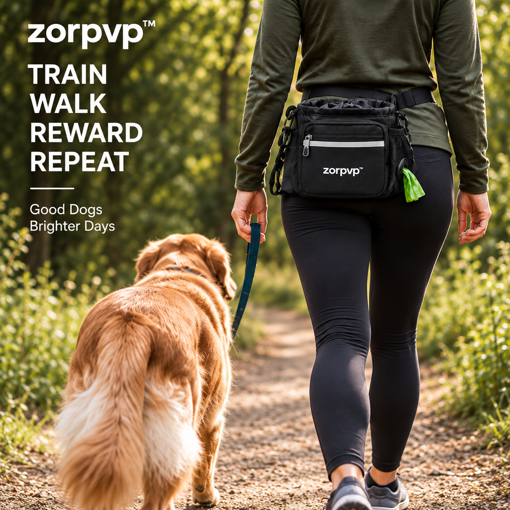zorpvp™ Everyday Dog Training Treat Pouch, Belt Bag with Removable Liner, Clicker & Waste Bag Pocket