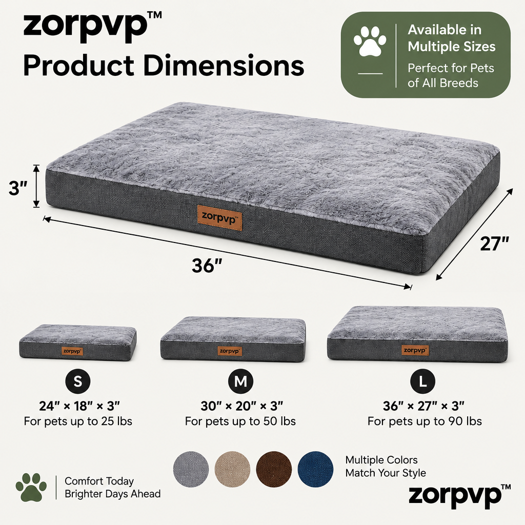 zorpvp™ Everyday Lounge Pet Mat, Flat Dog Bed Cushion with Removable Zipper Cover