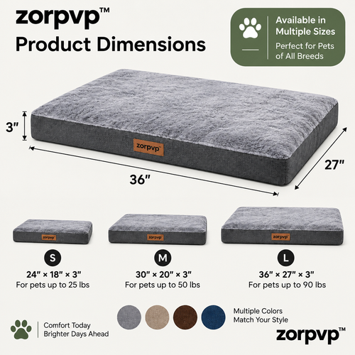 zorpvp™ Everyday Lounge Pet Mat, Flat Dog Bed Cushion with Removable Zipper Cover