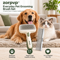 zorpvp™ Everyday Pet Grooming Brush Set, Retractable-Pin Slicker Brush & Dual-Spacing Metal Comb