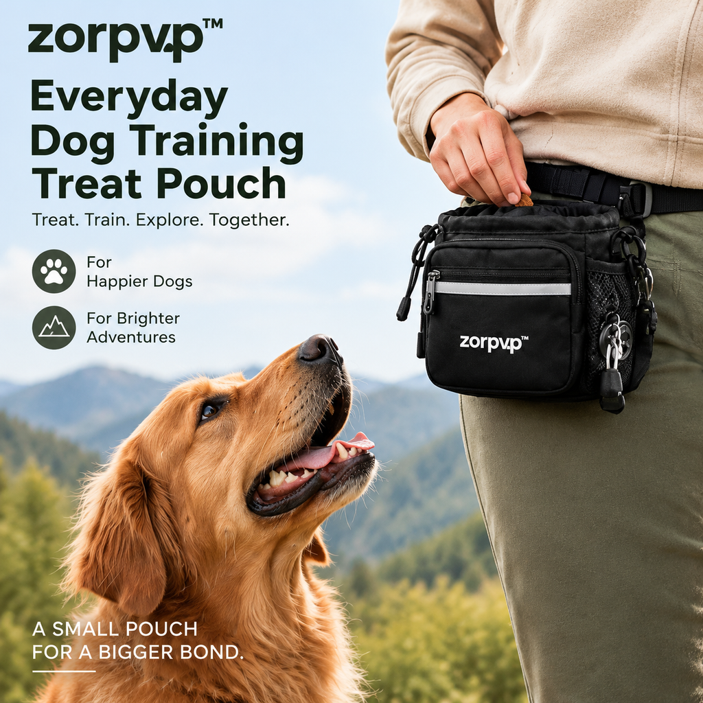 zorpvp™ Everyday Dog Training Treat Pouch, Belt Bag with Removable Liner, Clicker & Waste Bag Pocket