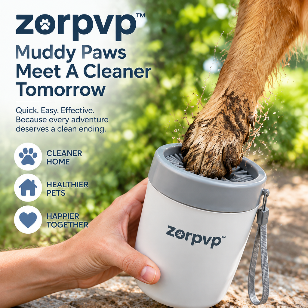 zorpvp™ Manual Dog Paw Cleaning Cup, Removable Silicone Brush Insert with Two Microfiber Wiping Cloths
