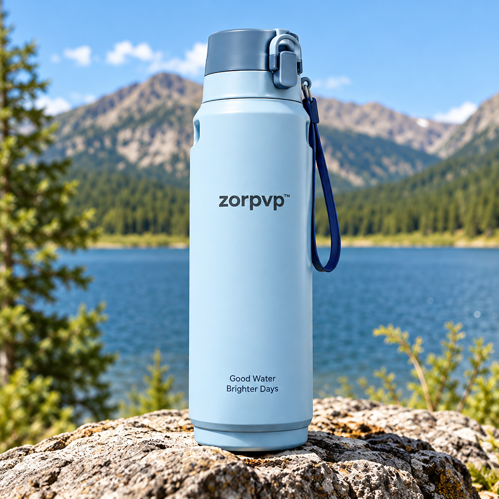 zorpvp™ Portable Dog Water Bottle, 20-fl-oz Travel Dispenser with Fold-Out Drinking Trough & Carry Loop