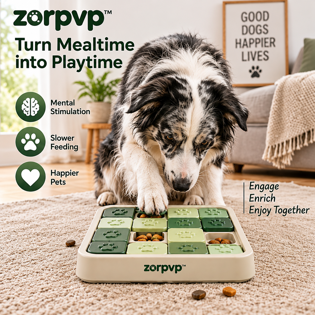 zorpvp™ Slide & Seek Dog Treat Puzzle, Interactive Feeding Tray with Captive Sliding Covers