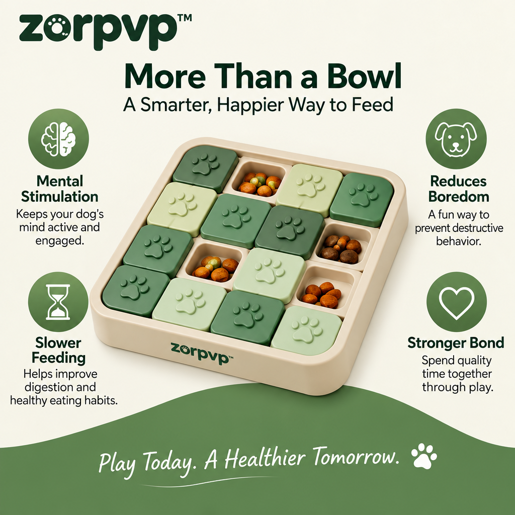 zorpvp™ Slide & Seek Dog Treat Puzzle, Interactive Feeding Tray with Captive Sliding Covers