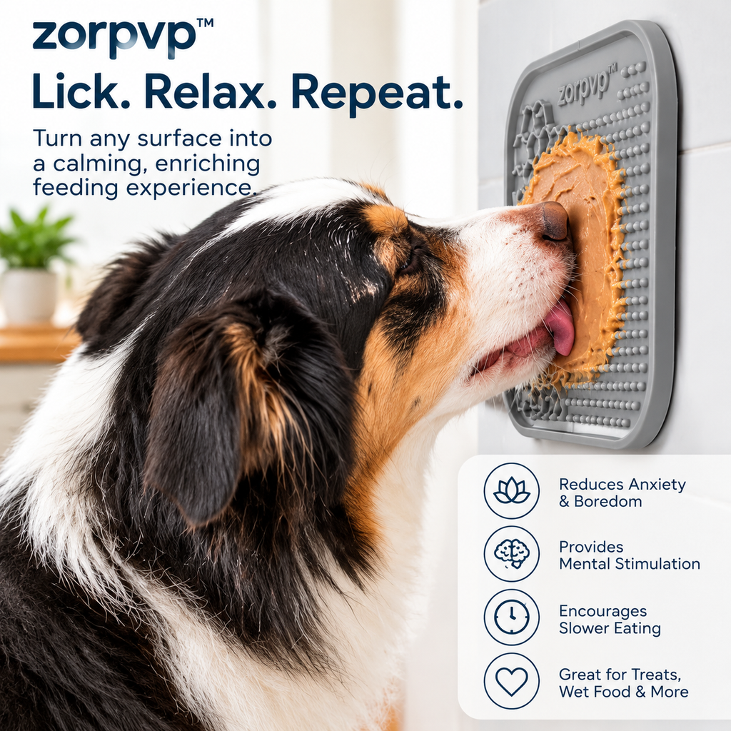 zorpvp™ Contour Silicone Lick Mat Set, Two Textured Pet Feeding Pads with Suction Bases & Spreader