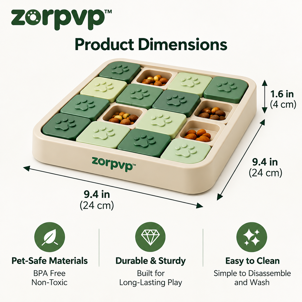 zorpvp™ Slide & Seek Dog Treat Puzzle, Interactive Feeding Tray with Captive Sliding Covers