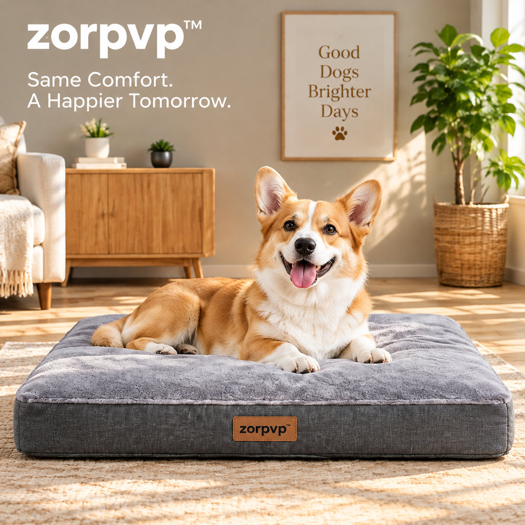 zorpvp™ Everyday Lounge Pet Mat, Flat Dog Bed Cushion with Removable Zipper Cover