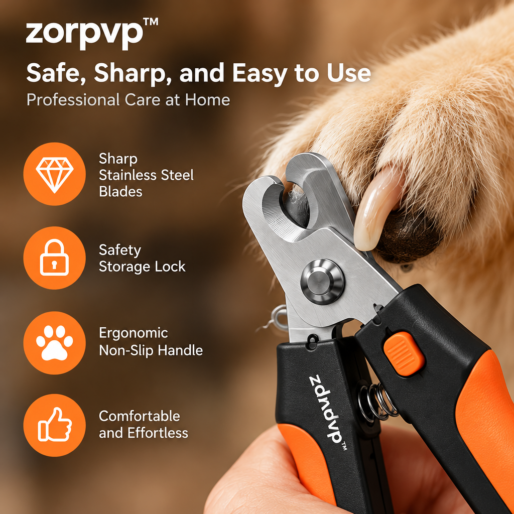zorpvp™ Pet Nail Care Tool Set, Manual Nail Clippers with Storage Lock, Metal File & Storage Pouch