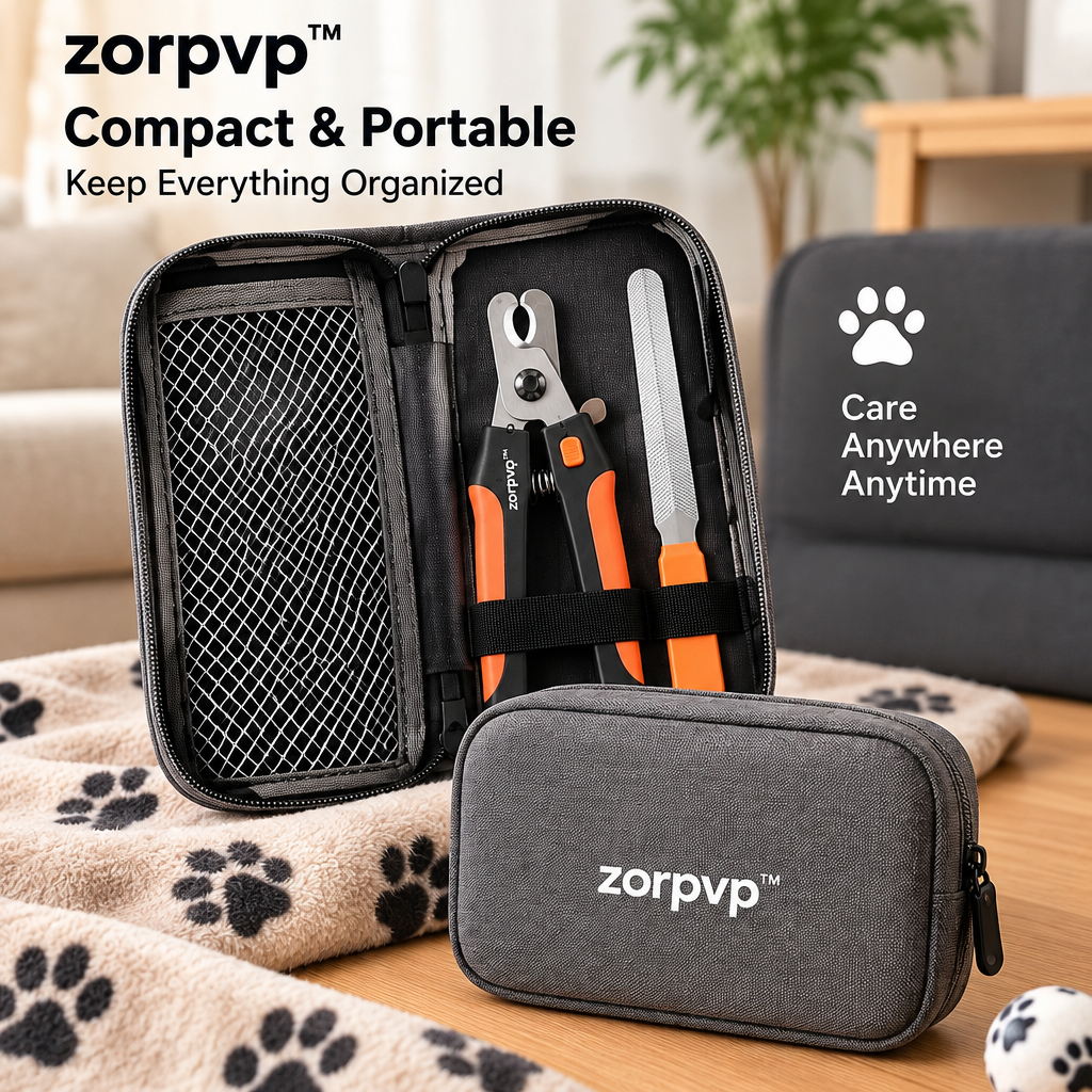 zorpvp™ Pet Nail Care Tool Set, Manual Nail Clippers with Storage Lock, Metal File & Storage Pouch